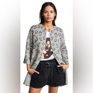 NWOT Cupcakes and Cashmere Kline Leopard-Print Open-Front Cardigan Size Small